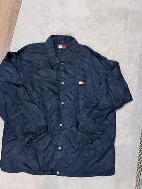 Tommy Hilfiger Navy Lightweight Coach Jacket with Flag Patch